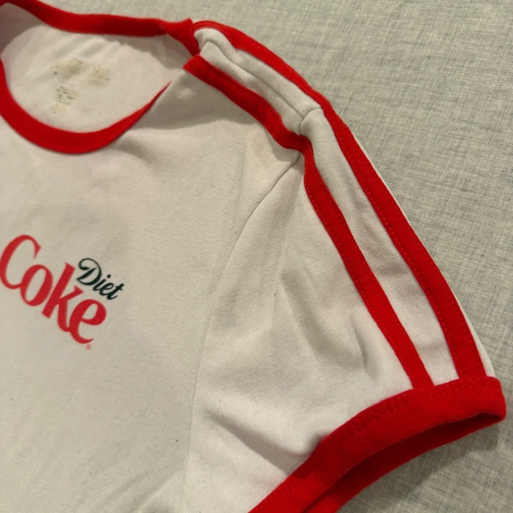 Diet Coke Racing Ringer T-Shirt Womens XL White Red 82 Graphic Short Sleeve Tee